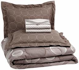 AmazonBasics 7-Piece Bed-in-A-Bag, Full/Queen, Industrial Grey (Renewed)