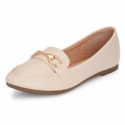 Flavia Women's Beige Ballet Flats-7 UK (39 EU) (8 US) (FK/WQ0016/BGE)