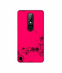 Amazon Brand - Solimo Designer Black Pattern on Pink 3D Printed Hard Back Case Mobile Cover for Nokia 6.1 Plus