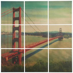 Amazon Brand – Stone & Beam Modern 9-Piece Mural of Golden Gate Bridge Wall Art on Wood, 36