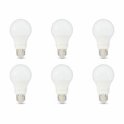 AmazonBasics 75W Equivalent, Daylight, Dimmable, 10,000 Hour Lifetime, A19 LED Light Bulb | 6-Pack