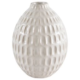 Amazon Brand – Stone & Beam Modern Oval Pattern Decorative Stoneware Vase, 6.6 Inch Height, Off-White