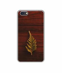 Amazon Brand - Solimo Designer Leaf on Wood UV Printed Soft Back Case Mobile Cover for Oppo A71