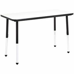 AmazonBasics Dry-Erase 24 x 48 Inch Rectangular School Activity Kids Table, Ball Glide Legs, Adjustable Height 19-30 Inch, Black (Renewed)