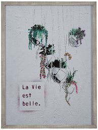 Amazon Brand – Rivet Life is Beautiful Hanging Plants Print Wall Art in Gray Wood Frame, 16.5