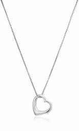 Amazon Essentials Sterling Silver Open Heart Pendant Necklace, Small, 18