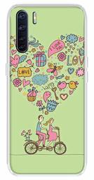 Amazon Brand - Solimo Designer Multicolor Happy Love Green Pattern Printed Soft Back Case Mobile Cover for Oppo F15