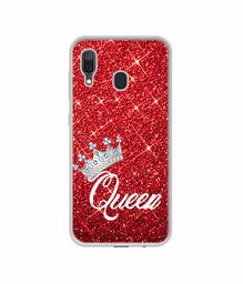 Amazon Brand - Solimo Designer Queen On Red Glitter UV Printed Soft Back Case Mobile Cover for Samsung Galaxy A30