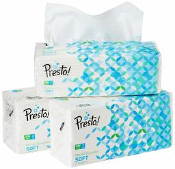 Amazon Brand - Presto! 2 Ply Facial Tissue Soft Poly Pack - 200 Pulls (Pack of 3)