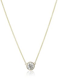 14k Yellow Gold Bezel Set Solitaire Adjustable Pendant Necklace (1cttw, J-K Color, I1-I2 Clarity), 16