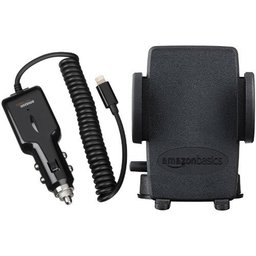 AmazonBasics Chargeur Allume-Cigare Lightning pour iPhone, iPad, iPod (2.1A) - Certifié Apple & Support universel de pare-brise et tableau de bord pour smartphones et GPS