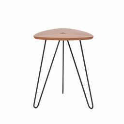 Marque Amazon - Rivet - Table d'appoint triangulaire, en noyer et à base en métal noir, 36 x 43 x 40 cm