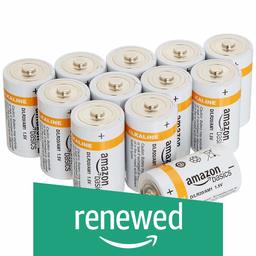 (Renewed) AmazonBasics D Cell Everyday Alkaline Batteries (12-Pack)