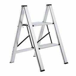 Amazon Basics Lightweight Step Stool - 2-Step, Aluminum, 200-Pound Capacity, Silver