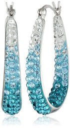 Sterling Silver Blue Ombre Hoop Earrings set with Swarovski Crystals