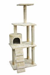 AmazonBasics Large Cat Tree Tower with Cave And Scratching Post - Beige (Renewed)