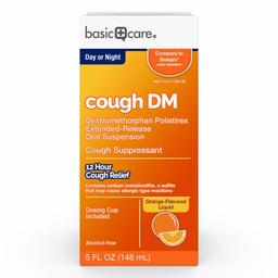 Basic Care 12 Hour Cough DM, Dextromethorphan Polistirex Extended-Release Oral Suspension, Cough Suppressant, 12 Hour Cough Relief, 5 Fluid Ounces