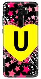 Amazon Brand - Solimo Designer Heart Pattern Alphabet-U 3D Printed Hard Back Case Mobile Cover for Xiaomi Redmi Note 8 Pro