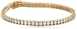 Platinum or Gold-Plated Sterling Silver Swarovski Zirconia Round Tennis Bracelet