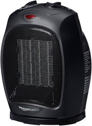 AmazonBasics 1500 Watt Oscillating Ceramic Space Heater with Adjustable Thermostat - Black