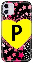 Amazon Brand - Solimo Designer Heart Pattern Alphabet-P 3D Printed Hard Back Case Mobile Cover for Apple iPhone 11