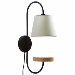 Amazon Brand – Rivet Modern Light Wood Platform Wall Sconce with USB Port - 12.5 x 9 x 25 Inches, Matte Black