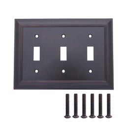 AmazonBasics 3-Gang Toggle Wall Switch Plate, 1 Pack, Oil Rubbed Bronze