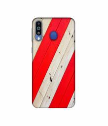 Amazon Brand - Solimo Designer Red and Cream Color Wood 3D Printed Hard Back Case Mobile Cover for Samsung Galaxy M21