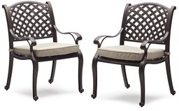 Strathwood Bainbridge Cast Aluminum Dining Chair with Cushion, Set of 2