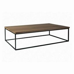 Amazon Brand - Alkove Hayes Contemporary Solid Wood Coffee Table, 110 x 70 x 35cm, Wild Oak with Smoked Oil Finish/Black Metal Frame