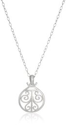 Sterling Silver Filigree Lady Bug Pendant Necklace, 18