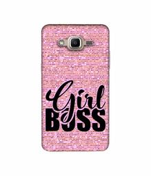 Amazon Brand - Solimo Designer Girl Boss On Pink Sparkle 3D Printed Hard Back Case Mobile Cover for Samsung Galaxy J2 Prime