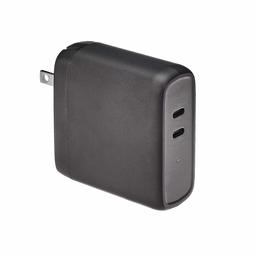 AmazonBasics 68W Two-Port GaN USB-C Wall Charger (50W + 18W) for Laptops, Tablets and Phones with Power Delivery - Black