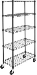 AmazonBasics 5-Shelf Shelving Unit on 4'' Casters, Black