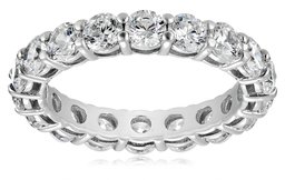 Platinum-Plated Sterling Silver All-Around Band Ring set with Round Swarovski Zirconia (3 cttw), Size 6