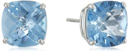 Sterling Silver Cushion Checkerboard Cut Gemstone Studs (8mm)