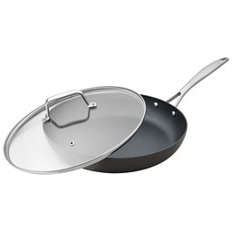 Stone & Beam - Padella sauté antiaderente, sottoposta ad anodizzazione dura, con coperchio di vetro, 30,5 cm