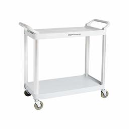 AmazonCommercial 2 Shelves Utility Cart with 400 lbs Loading Capacity, Grey