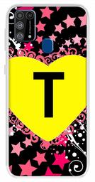 Amazon Brand - Solimo Designer Multicolor Heart Pattern Alphabet-T Printed Soft Back Case Mobile Cover for Samsung Galaxy M31