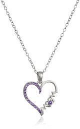 Mom' Amethyst Heart Pendant Necklace, 18