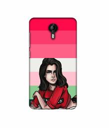 Amazon Brand - Solimo Designer Lady Vector with Line 3D Printed Hard Back Case Mobile Cover for Micromax Canvas Nitro 4G E455