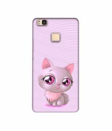 Amazon Brand - Solimo Designer Cute Pink Cat 3D Printed Hard Back Case Mobile Cover for Huawei P9 lite