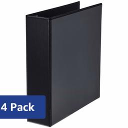 AmazonBasics Heavy-Duty D-Ring Binder - 2 Inch, Black, 4-Pack (Renewed)