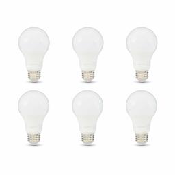 AmazonBasics 75W Equivalent, Soft White, Dimmable, 10,000 Hour Lifetime, A19 LED Light Bulb | 6-Pack