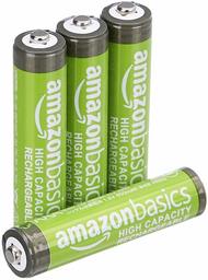 AmazonBasics Piles rechargeables AAA haute capacité, pré-chargées - Lot de 4 (le visuel peut différer)