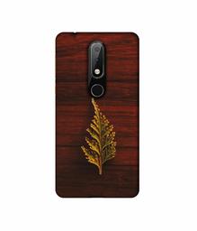 Amazon Brand - Solimo Designer Leaf on Wood 3D Printed Hard Back Case Mobile Cover for Nokia 6.1 Plus