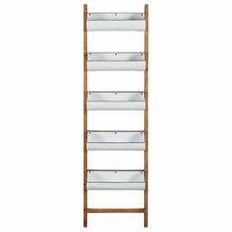 Amazon Brand – Stone & Beam Rustic Ladder Display Rack Storage Shelf - 63 Inches, White and Natural Wood