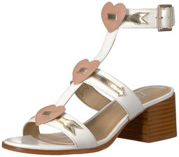 Amazon Brand - The Fix Women's Molli Triple Heart Block Heel Sandal, bright white leather, 8 B US