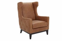 Amazon Brand – Stone & Beam Rosewood Button-Tufted Leather Wingback Accent Chair, 30