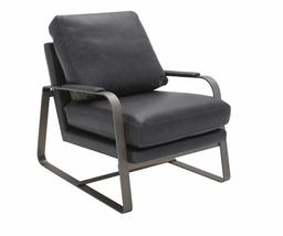 Amazon Brand – Rivet Summit Mid-Century Modern Top-Grain Leather Steel Armed Accent Chair 27